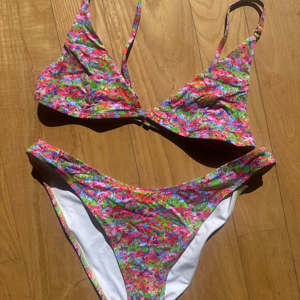 BRIGHT SWIM WEAR Floral Triangle Bikini Set